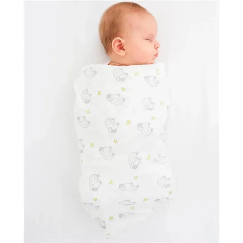 Swaddle Designs - Muslin Swaddle, Moons & Stars, Sterling & Pale Banana Image 2