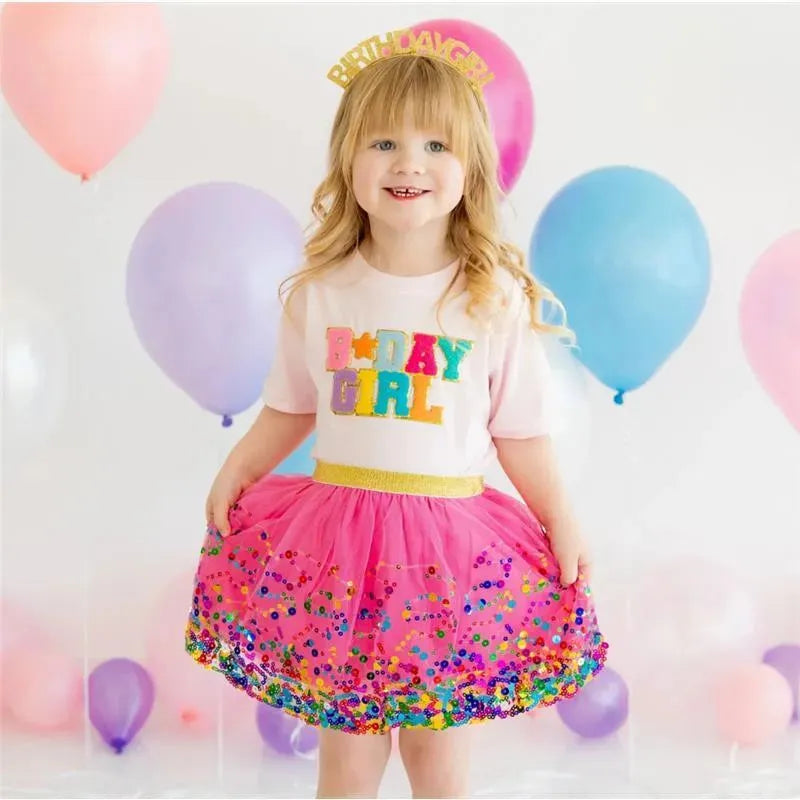 Sweet Wink - Birthday Girl Patch T-Shirt Kids Short Sleeve Shirt Image 3