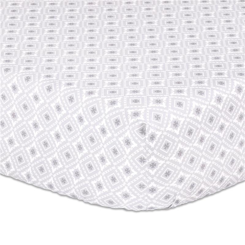 The Peanut Shell Diamond Geometric Fitted Crib Sheet, Grey Image 1