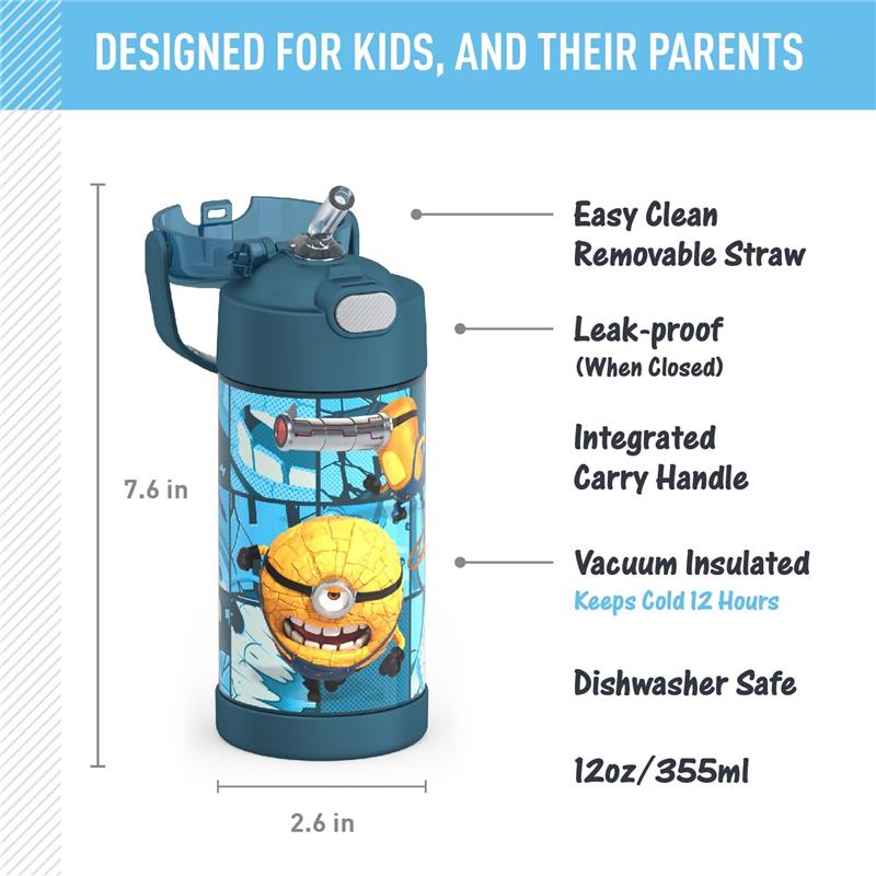 Thermos - 12Oz. Funtainer® Water Bottle W/ Straw, Despicable Me 4 Movie Image 2