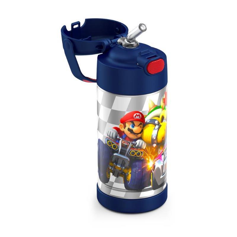 Kids Insulated Straw Water Bottle Double Wall Thermos Super Mario Brothers  12oz