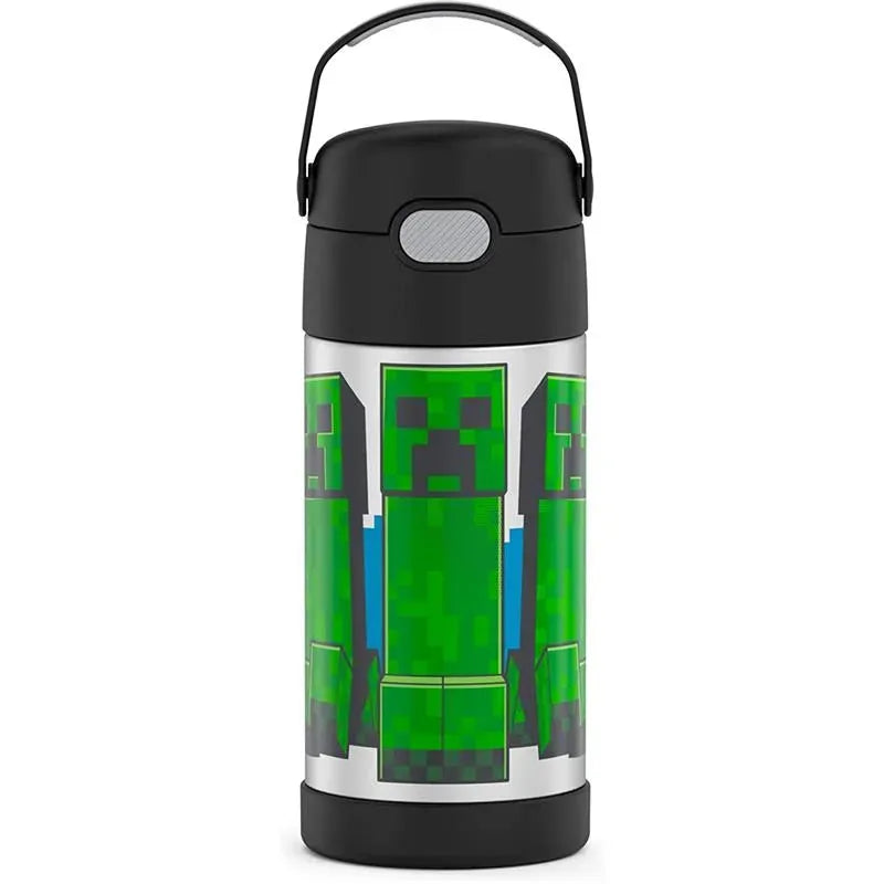 THERMOS - Vacuum Insulated Stainless Steel 12oz Straw Bottle, Minecraft Image 1