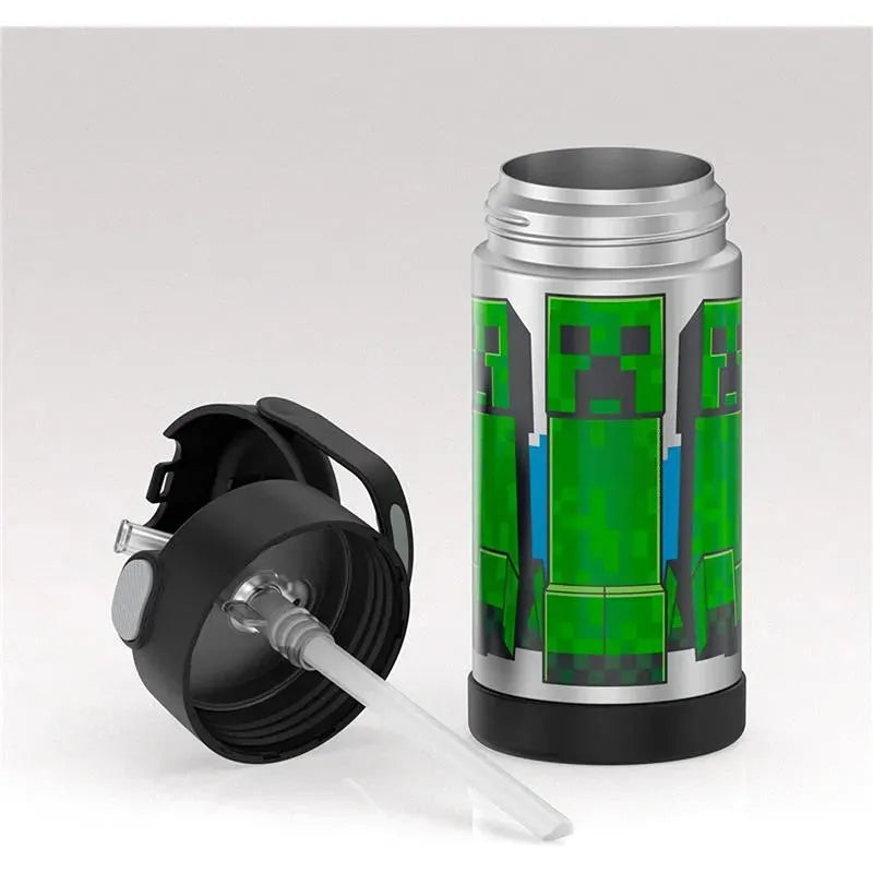 THERMOS - Vacuum Insulated Stainless Steel 12oz Straw Bottle, Minecraft Image 4