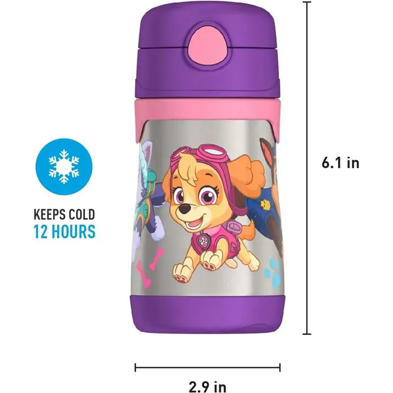 THERMOS - Vacuum Insulated Stainless Steel 10oz Straw Bottle, Paw Patrol Girl Image 3