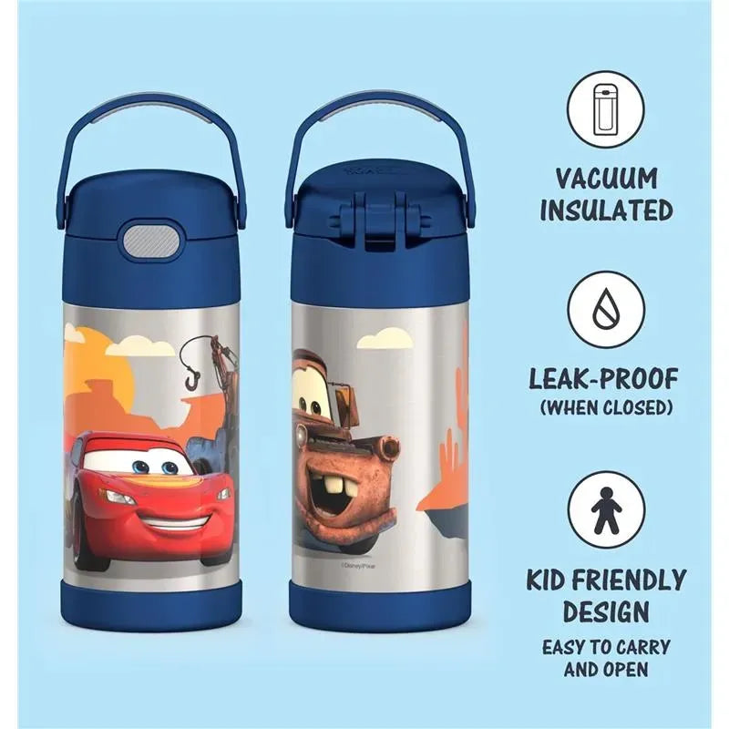 THERMOS - Vacuum Insulated Stainless Steel 12oz Straw Bottle, Cars Image 2