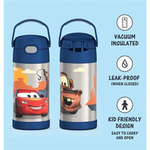 THERMOS - Vacuum Insulated Stainless Steel 12oz Straw Bottle, Cars Image 2