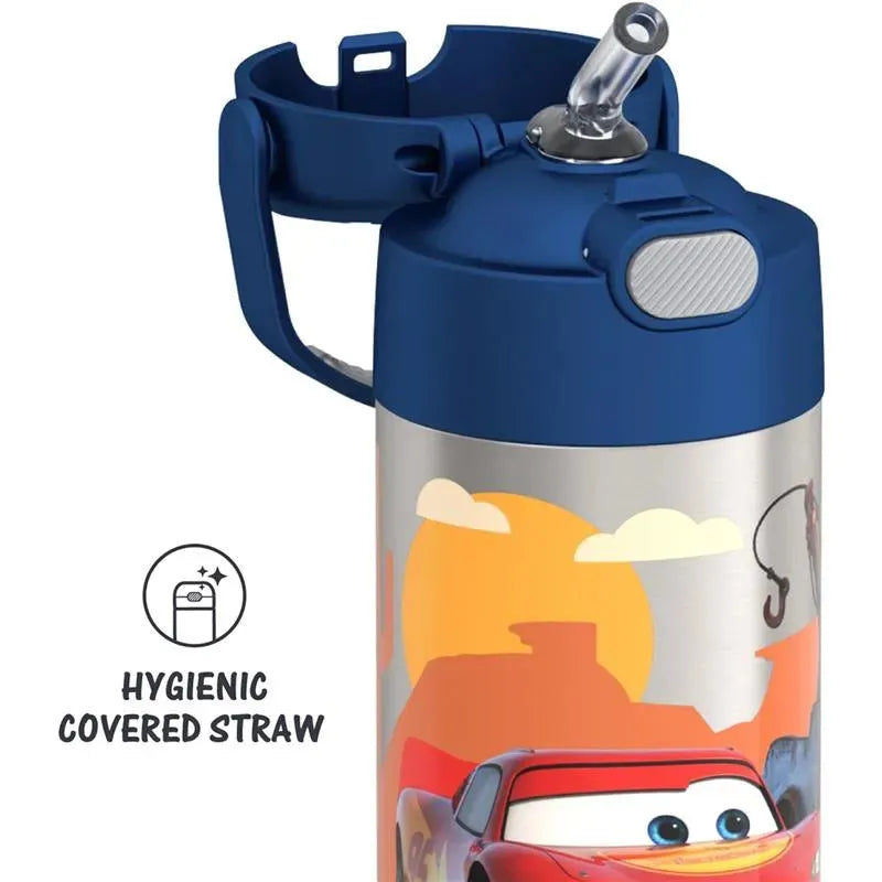 THERMOS - Vacuum Insulated Stainless Steel 12oz Straw Bottle, Cars Image 4