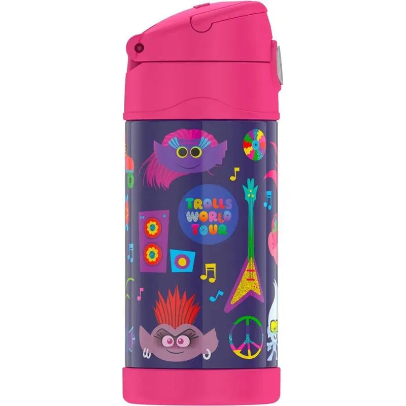 THERMOS - Vacuum Insulated Stainless Steel 12oz Straw Bottle, Trolls 3 Image 1