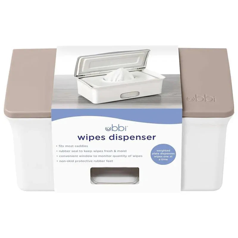 Ubbi - Wipes Dispenser with Weighted Plate and Secure Seal, Taupe Image 9