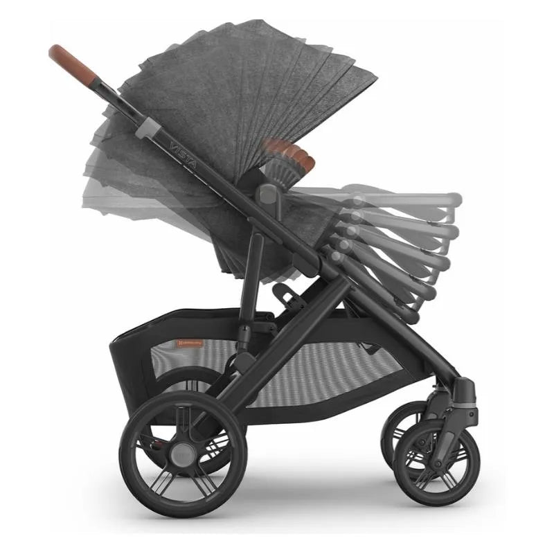 Uppababy - Vista V3 Stroller, Greyson (Charcoal Mélange/Carbon Frame/Saddle Leather) Image 5