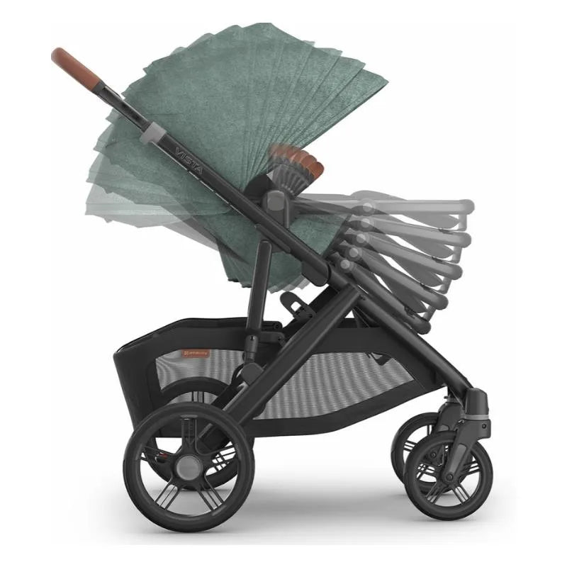 Uppababy - Vista V3 Stroller, Gwen (Green Mélange/Carbon Frame/Saddle Leather) Image 5