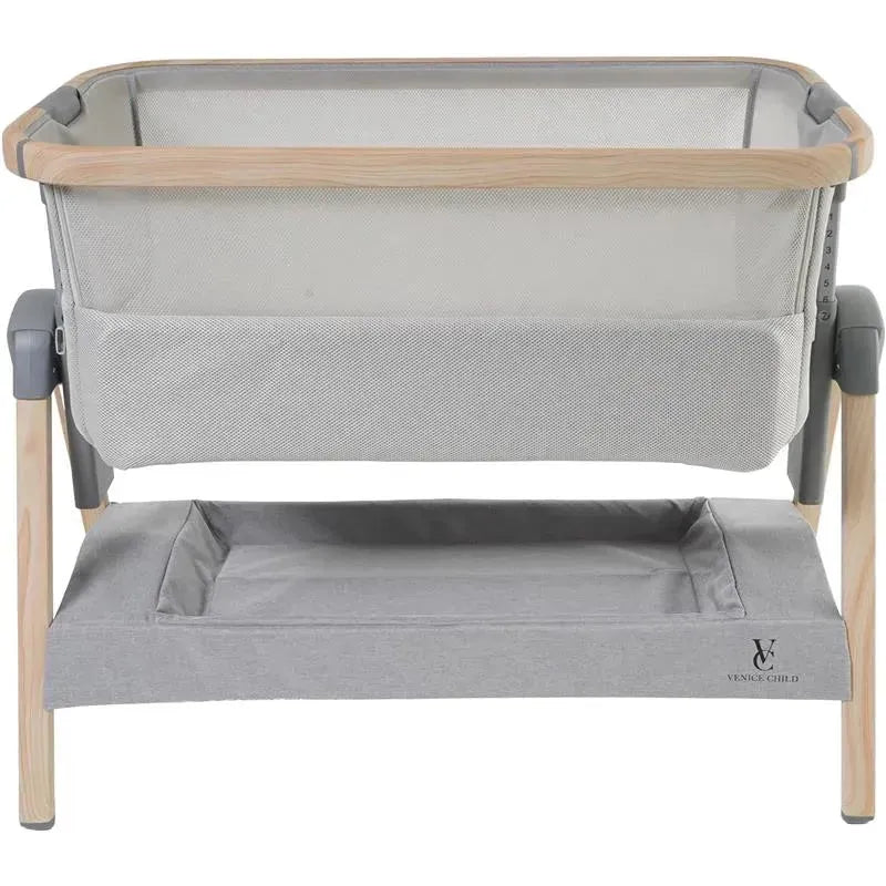 Venice Child - California Dreaming Bedside Crib Bassinet w/Travel Bag, Gray Wood Image 7