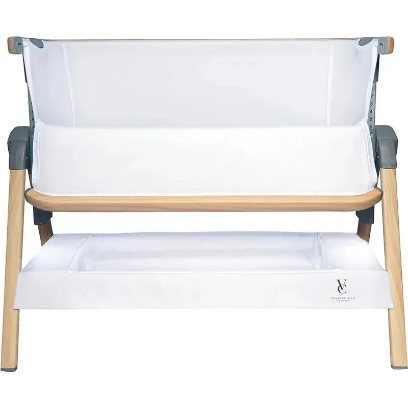 Venice Child - California Dreaming Bedside Crib Bassinet w/Travel Bag, White Wood Image 1