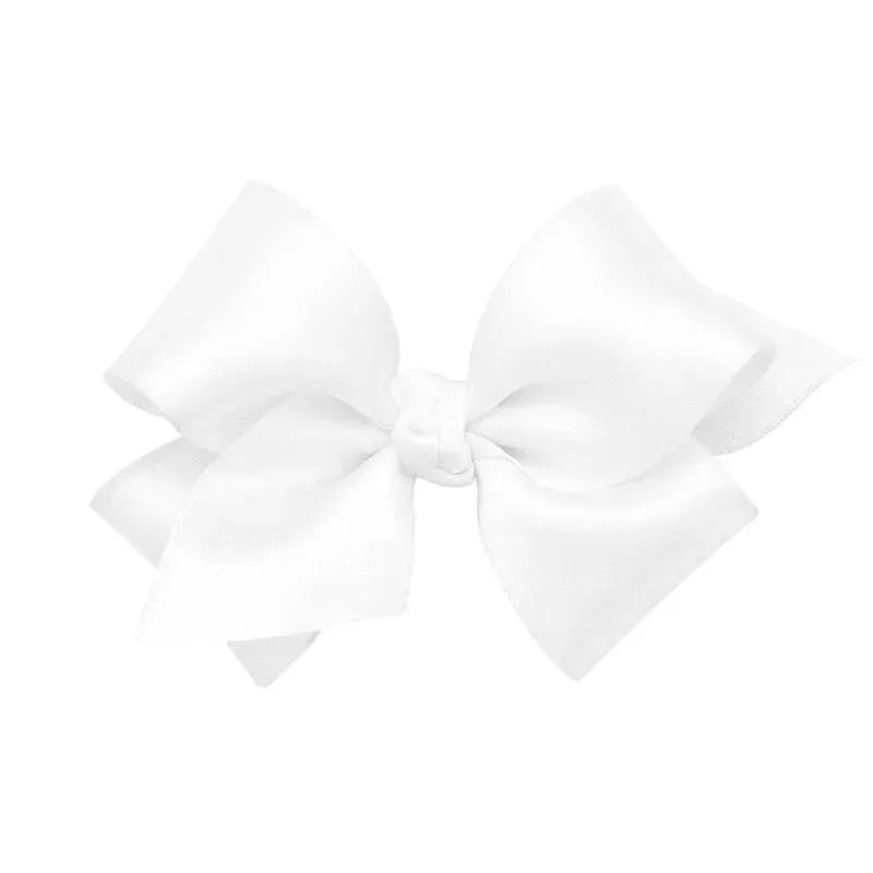 Wee Ones - Girls' Classic French Satin Hair Bow on a WeeStay Clip, Baby, White Image 1