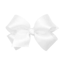 Wee Ones - Girls' Classic French Satin Hair Bow on a WeeStay Clip, Medium, White Image 1