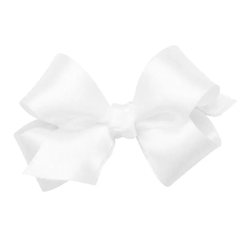 Wee Ones - Girls' Classic French Satin Hair Bow on a WeeStay Clip, Mini, White Image 1