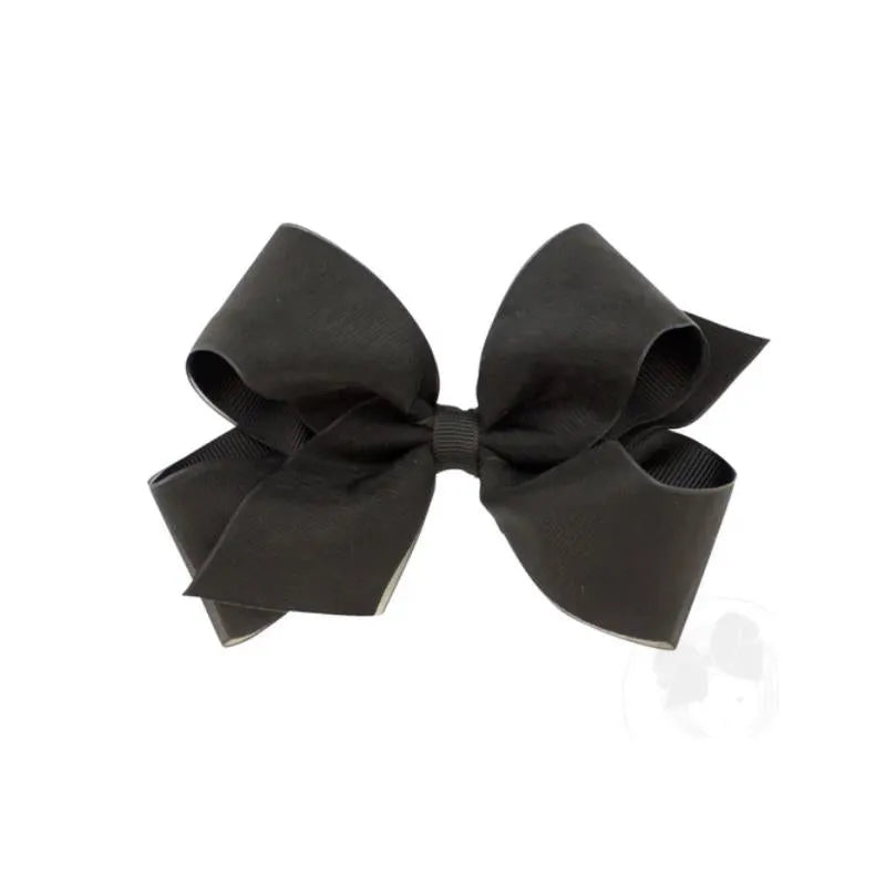 Wee Ones - Medium Organza and Grosgrain Overlay Hair Bow, Black Image 1