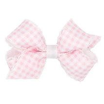 Wee Ones - Mini Gingham Print With Moonstitch Trimmed Bow, Light Pink Image 1