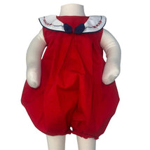 Will' Beth - Baby Sailor Bubble Romper, Red Image 1