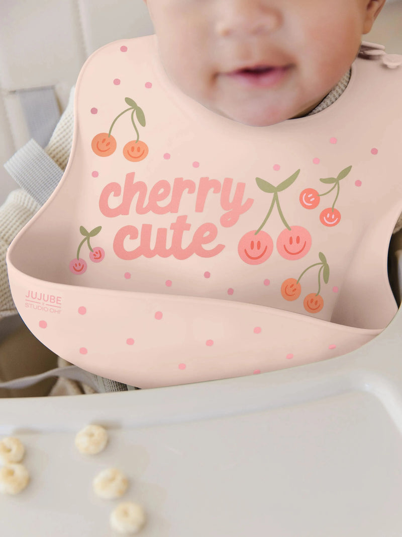 Silicone Bib - Cherry Cute by Doodle By Meg