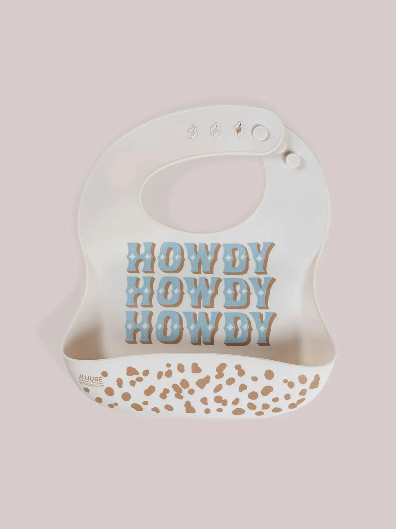 Silicone Bib - Howdy Partner Blue by Caroline Alfreds